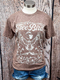 Free Bird Graphic Tee - Mocha - Apparel - Lotus Fashion - Bronco Western Supply Co.