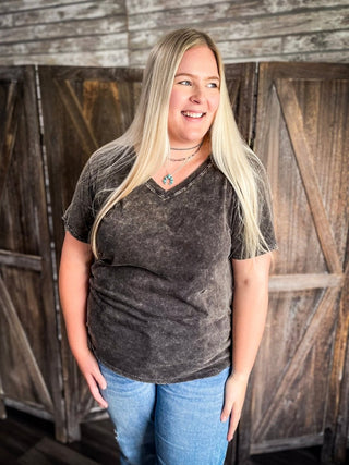 Frisco Acid - Wash V - Neck Tee - Ash Black - Bronco Western Supply Co. - Bronco Western Supply Co.