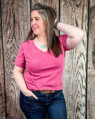 Frisco Acid Wash V - Neck Tee in Ash Pink – Apparel from Bronco Western Supply Co.