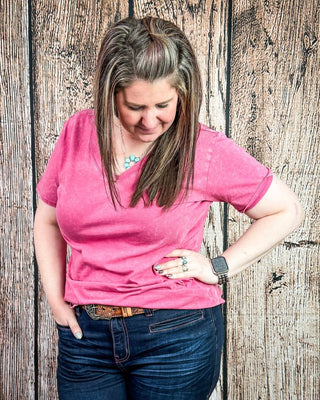 Frisco Acid Wash V - Neck Tee in Ash Pink – Apparel from Bronco Western Supply Co.