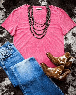Frisco Acid Wash V - Neck Tee in Ash Pink – Apparel from Bronco Western Supply Co.
