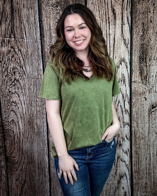 Frisco Acid Wash V - Neck Tee in Light Olive – Apparel from Bronco Western Supply Co.