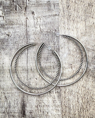 Frostline 18K White Gold Plated Double Hoop Earrings – Jewelry from Bronco Western Supply Co.