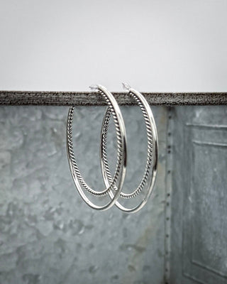 Frostline 18K White Gold Plated Double Hoop Earrings – Jewelry from Bronco Western Supply Co.