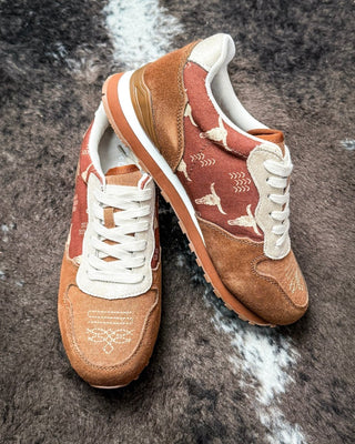 Giddyup Longhorn Tennis Shoes in Brown by Roper – Women's Shoes from Bronco Western Supply Co.