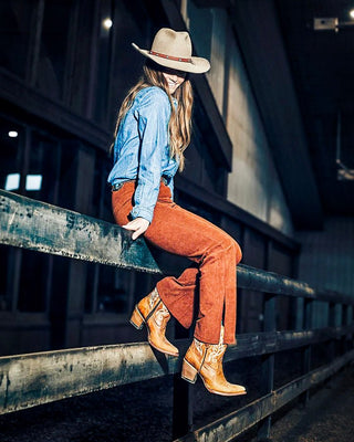 Gilded Juniper Embroidered J Toe Ankle Boots in Golden Tan by Corral Boots – Women's Boots from Bronco Western Supply Co.