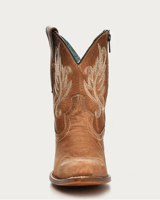 Gilded Juniper Embroidered J Toe Ankle Boots in Golden Tan by Corral Boots – Women's Boots from Bronco Western Supply Co.
