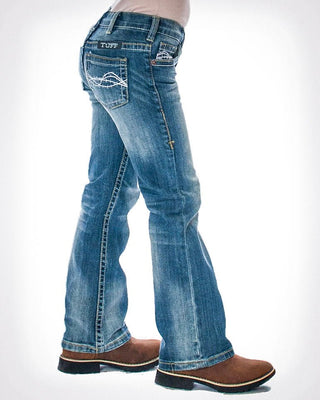 Girl's Don't Fence Me In Bootcut Jeans in Medium Wash by Cowgirl Tuff – Apparel from Bronco Western Supply Co.