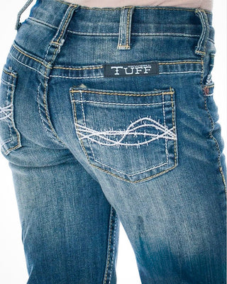 Girl's Don't Fence Me In Bootcut Jeans in Medium Wash by Cowgirl Tuff – Apparel from Bronco Western Supply Co.