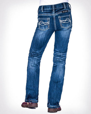 Girl's Edgy Bootcut Jeans in Medium Wash by Cowgirl Tuff – Apparel from Bronco Western Supply Co.