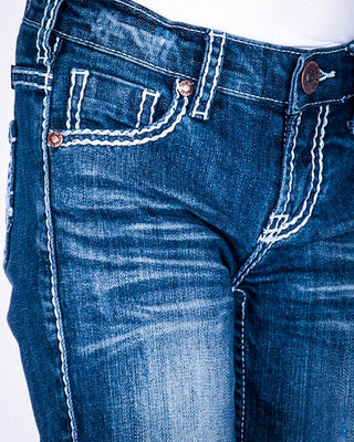 Girl's Edgy Bootcut Jeans in Medium Wash by Cowgirl Tuff – Apparel from Bronco Western Supply Co.