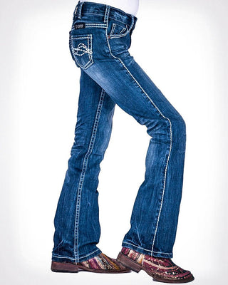 Girl's Edgy Bootcut Jeans in Medium Wash by Cowgirl Tuff – Apparel from Bronco Western Supply Co.