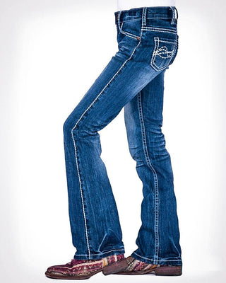 Girl's Edgy Bootcut Jeans in Medium Wash by Cowgirl Tuff – Apparel from Bronco Western Supply Co.