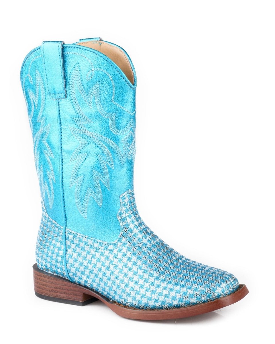 Girl's Little Kids Glitter Gleam Boots in Turquoise by Roper – Bronco ...