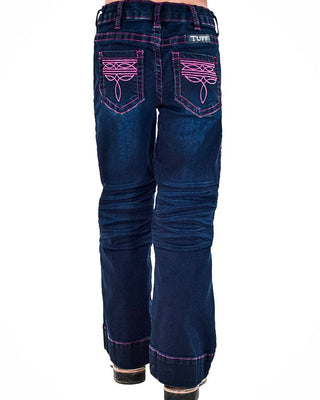 Girl's Pink BootStitch Trouser Jeans in Dark Wash by Cowgirl Tuff – Apparel from Bronco Western Supply Co.