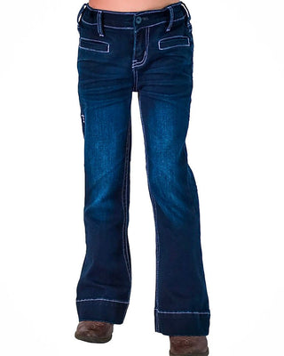 Girl's Purple BootStitch Trouser Jeans in Dark Wash by Cowgirl Tuff – Apparel from Bronco Western Supply Co.