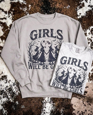 Girls Will Be Girls Witch Graphic Tee or Pullover – Apparel from Bronco Western Supply Co.