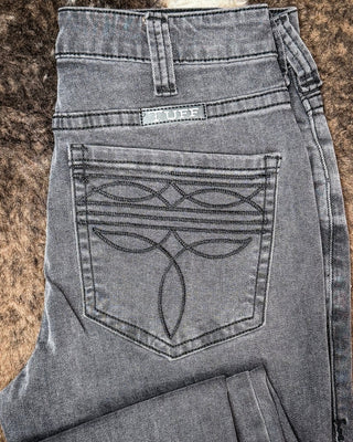 Gray Bootstitch High - Waisted Trouser Jeans by Cowgirl Tuff – Apparel from Bronco Western Supply Co.