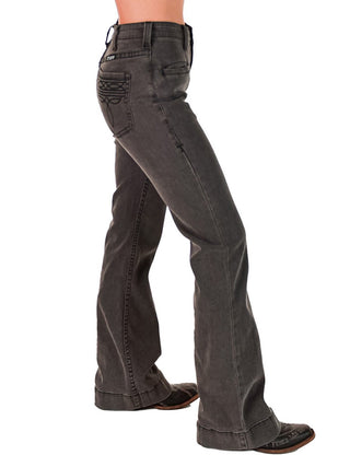 Gray Bootstitch High - Waisted Trouser Jeans by Cowgirl Tuff – Apparel from Bronco Western Supply Co.