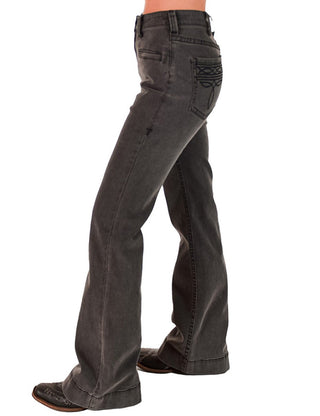 Gray Bootstitch High - Waisted Trouser Jeans by Cowgirl Tuff – Apparel from Bronco Western Supply Co.
