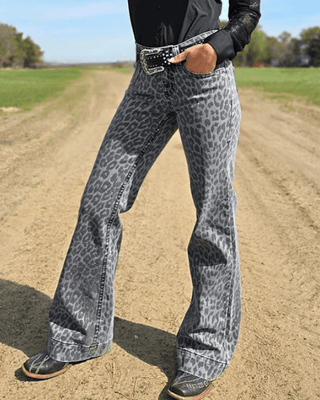 Gray Leopard Trouser Jeans by Cowgirl Tuff – Apparel from Bronco Western Supply Co.