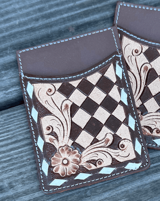 Hadley Checkered Leather Card Holder in Brown by Countryside Co. – Purses & Wallets from Bronco Western Supply Co.