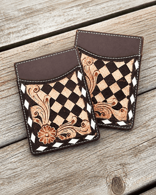 Hadley Checkered Leather Card Holder in Brown by Countryside Co. – Purses & Wallets from Bronco Western Supply Co.