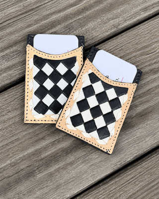Harlow Checkered Leather Card Holder in Black and White by Countryside Co. – Purses & Wallets from Bronco Western Supply Co.