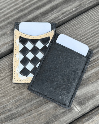 Harlow Checkered Leather Card Holder in Black and White by Countryside Co. – Purses & Wallets from Bronco Western Supply Co.