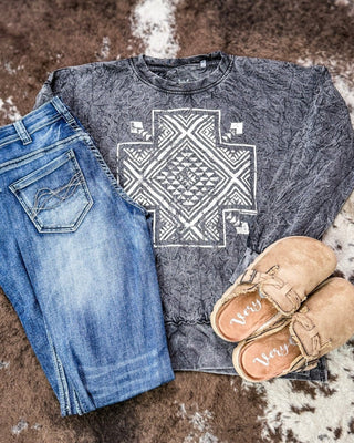 Haven Cross Mineral Wash Lightweight Sweatshirt in Charcoal – Apparel from Bronco Western Supply Co.
