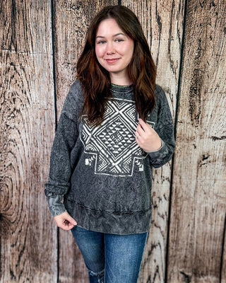 Haven Cross Mineral Wash Lightweight Sweatshirt in Charcoal – Apparel from Bronco Western Supply Co.