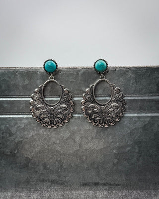 Havencrest Etched Drop Earrings in Turquoise – Jewelry from Bronco Western Supply Co.