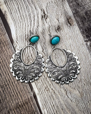 Havencrest Etched Drop Earrings in Turquoise – Jewelry from Bronco Western Supply Co.