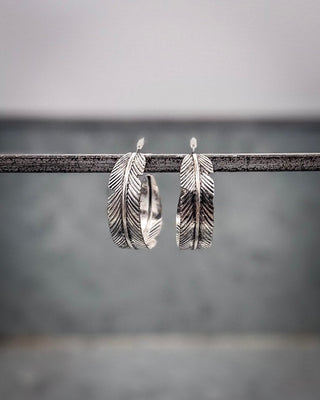 Hawk Feather Semi Hoop Fashion Earrings – Jewelry from Bronco Western Supply Co.