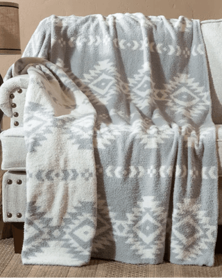 Hazy Grey Aztec Stretchy Throw – Home Decor from Bronco Western Supply Co.
