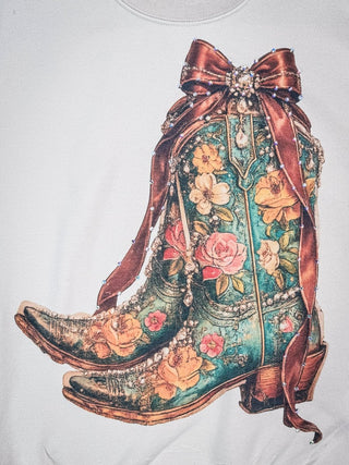 Heirloom Bloom Rhinestone Boot Sweatshirt in Tan – Apparel from Bronco Western Supply Co.