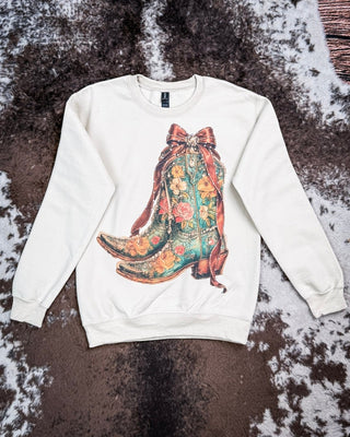 Heirloom Bloom Rhinestone Boot Sweatshirt in Tan – Apparel from Bronco Western Supply Co.