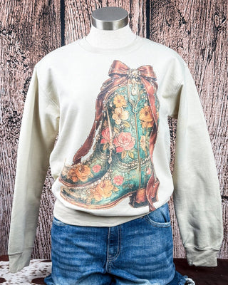 Heirloom Bloom Rhinestone Boot Sweatshirt in Tan – Apparel from Bronco Western Supply Co.