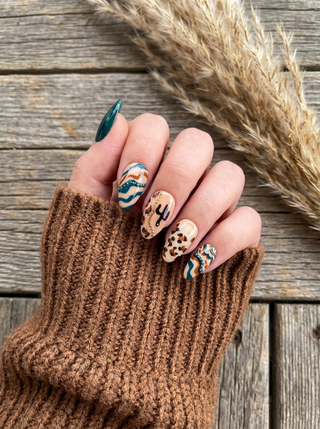 Short Almond Western Press-On Nails