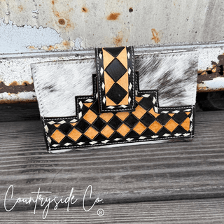 High Plains Checkered Leather and Hide Wallet in Black by Countryside Co. – Purses & Wallets from Bronco Western Supply Co.