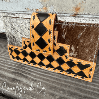 High Plains Checkered Leather and Hide Wallet in Brown by Countryside Co. – Purses & Wallets from Bronco Western Supply Co.