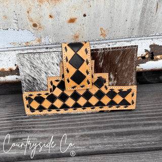 High Plains Checkered Leather and Hide Wallet in Brown by Countryside Co. – Purses & Wallets from Bronco Western Supply Co.