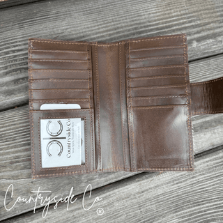 High Plains Checkered Leather and Hide Wallet in Brown by Countryside Co. – Purses & Wallets from Bronco Western Supply Co.