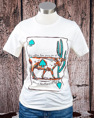 High Stakes Steer Graphic Tee in Cream – Apparel from Bronco Western Supply Co.