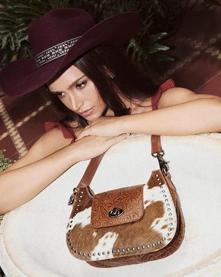 Highland Ridge Leather Bag in Rustic Oak and Winter Mist by Myra Bag – Purses & Wallets from Bronco Western Supply Co.