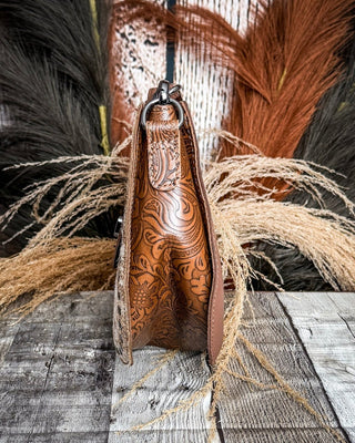 Highland Ridge Leather Bag in Rustic Oak and Winter Mist by Myra Bag – Purses & Wallets from Bronco Western Supply Co.