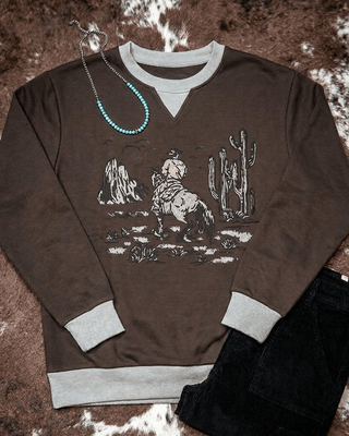 Home on the Range Pullover in Dark Brown – Apparel from Bronco Western Supply Co.