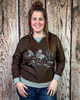 Home on the Range Pullover in Dark Brown – Apparel from Bronco Western Supply Co.