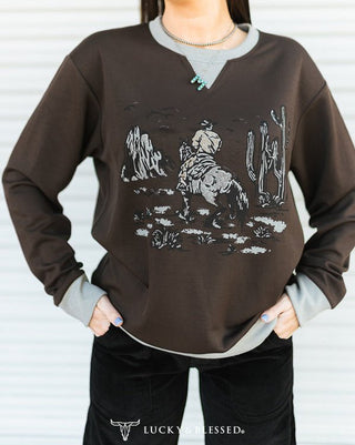 Home on the Range Pullover in Dark Brown – Apparel from Bronco Western Supply Co.