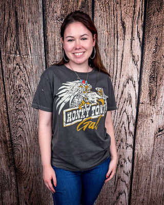 Honky Tonk Eagle Distressed Graphic Tee - Faded Black – Apparel from Bronco Western Supply Co.